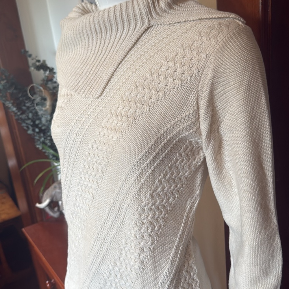 NWT northern reflections size small Cream Sweater with Unique Collar